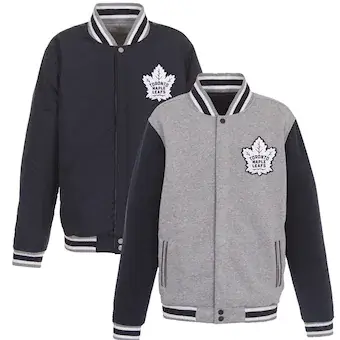 Toronto Maple Leafs JH Design Reversible Fleece Full-Snap Jacket - Gray/Navy