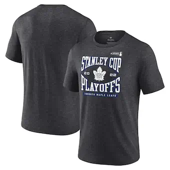 Toronto Maple Leafs Fanatics Branded 2022 Stanley Cup Playoffs - Playmaker T-Shirt - Heathered Charcoal