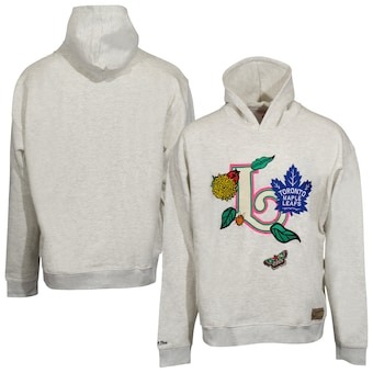 Unisex Toronto Maple Leafs Mitchell & Ness Oatmeal Oversized Spring Letter Pullover Hoodie