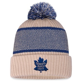 Toronto Maple Leafs Fanatics Branded Women's Heritage Vintage Cuffed Knit Hat with Pom - Cream